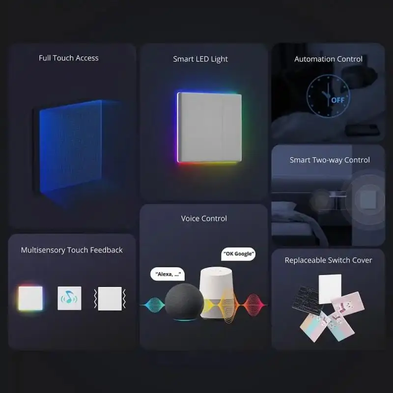 SONOFF TX Ultimate T5 Wifi Smart Touch Wall Switch 86/120 Type 1/2/3/4gang Switch Work مع Alexa Google Siri Alice Smartthings
