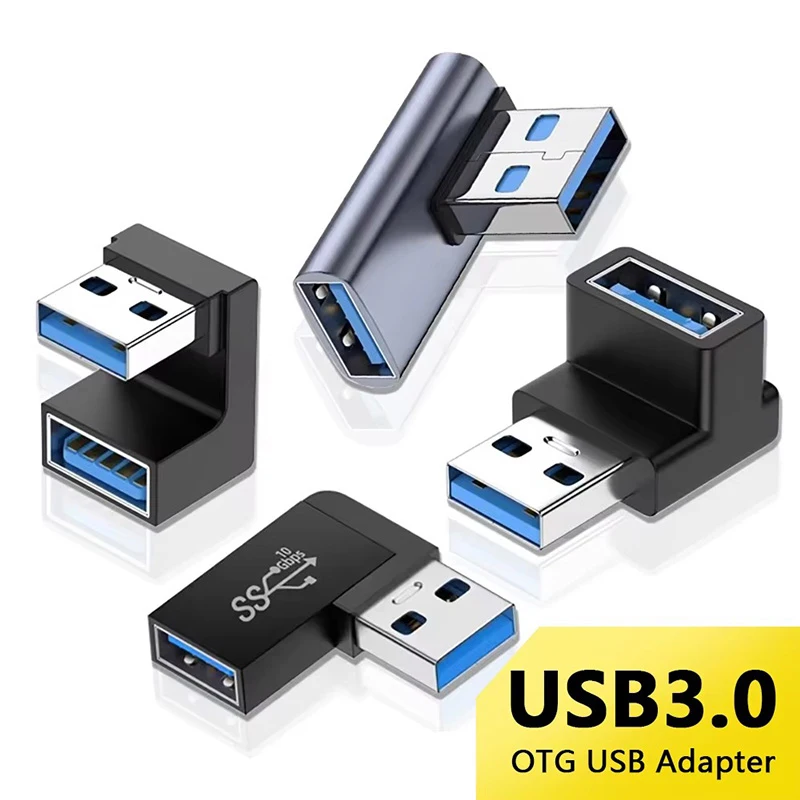 1-3pcs USB3.0 Male to Female Right Angle Extension Adapter 90 Degree USB Connector Elbow Adapter For Laptop PC Converter