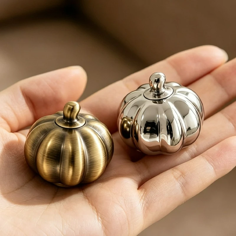 Mid Ancient French Style Pumpkin Cabinet Door Handle, Wardrobe Drawer Handle, Titanium Silver Minimalist Small Handle