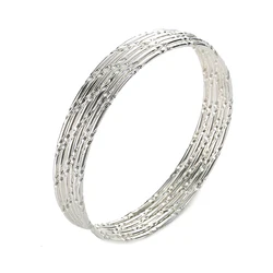 6PC/SET Trendy Gold Silver Color Bangles Bracelets For Women 68mm Big Circle Wire Round Bangle Jewelry Pulseras Gifts Wholesale
