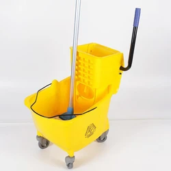 36L Mop Squeeze Dry Bucket Mop Bucket Handcart Washing Water Cart Floor Cleaning Tool Mop Wash Bucket Trolley Cleaning Cart