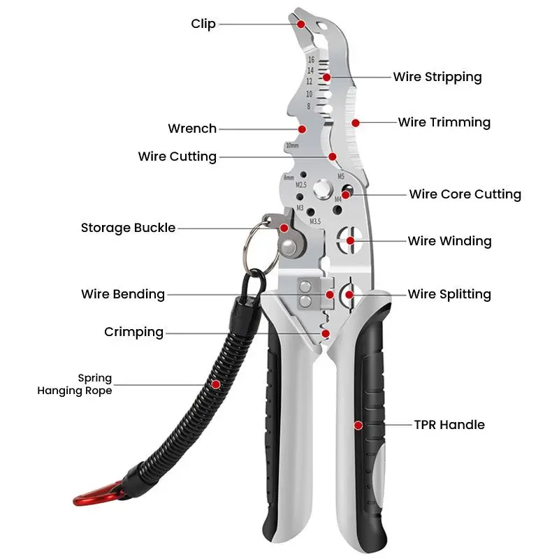 Multi-Function Professional Elbow Wire Stripper All-in-one strip, cut, and crimp wires Built-in Spring Wire Strippers Pincers