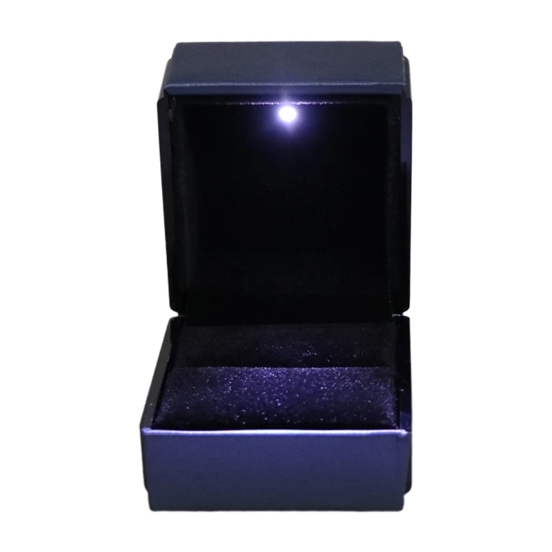 Proposal Wedding Engagement Ring Box Square Earrings Stoarge Holder Box LED Lighted Rings Box Jewelry Display Gifts Box
