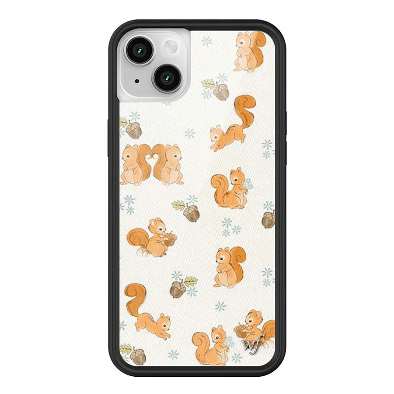 Wildflower Ins Squirrel Friend Floral Phone Case for iPhone 18 17 16 15 14 13 12 Pro Max Plus WF Cartoon Animal Shockproof Cover