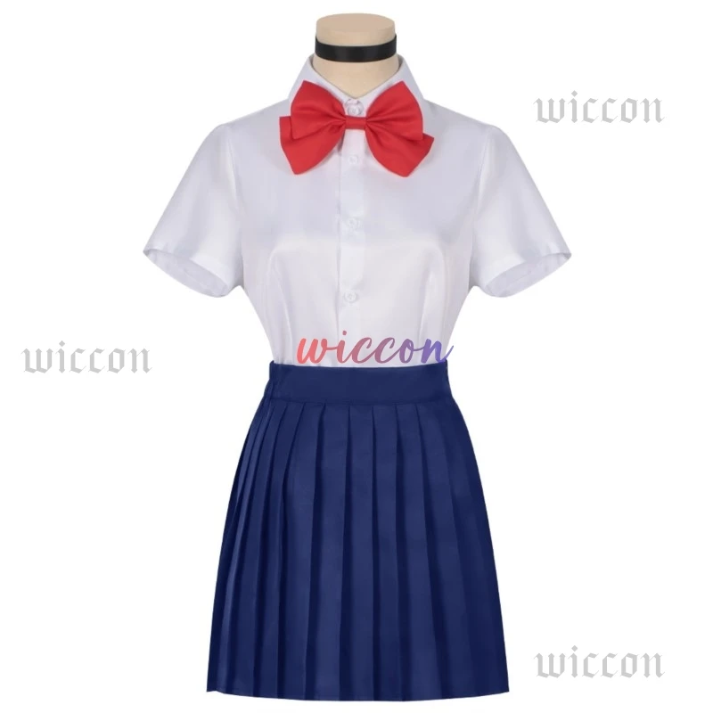 Momo Ayase Cosplay Costume Wig Anime Dandadan School JK Uniform Earrings Pink Sweater Skirt Halloween Party Women