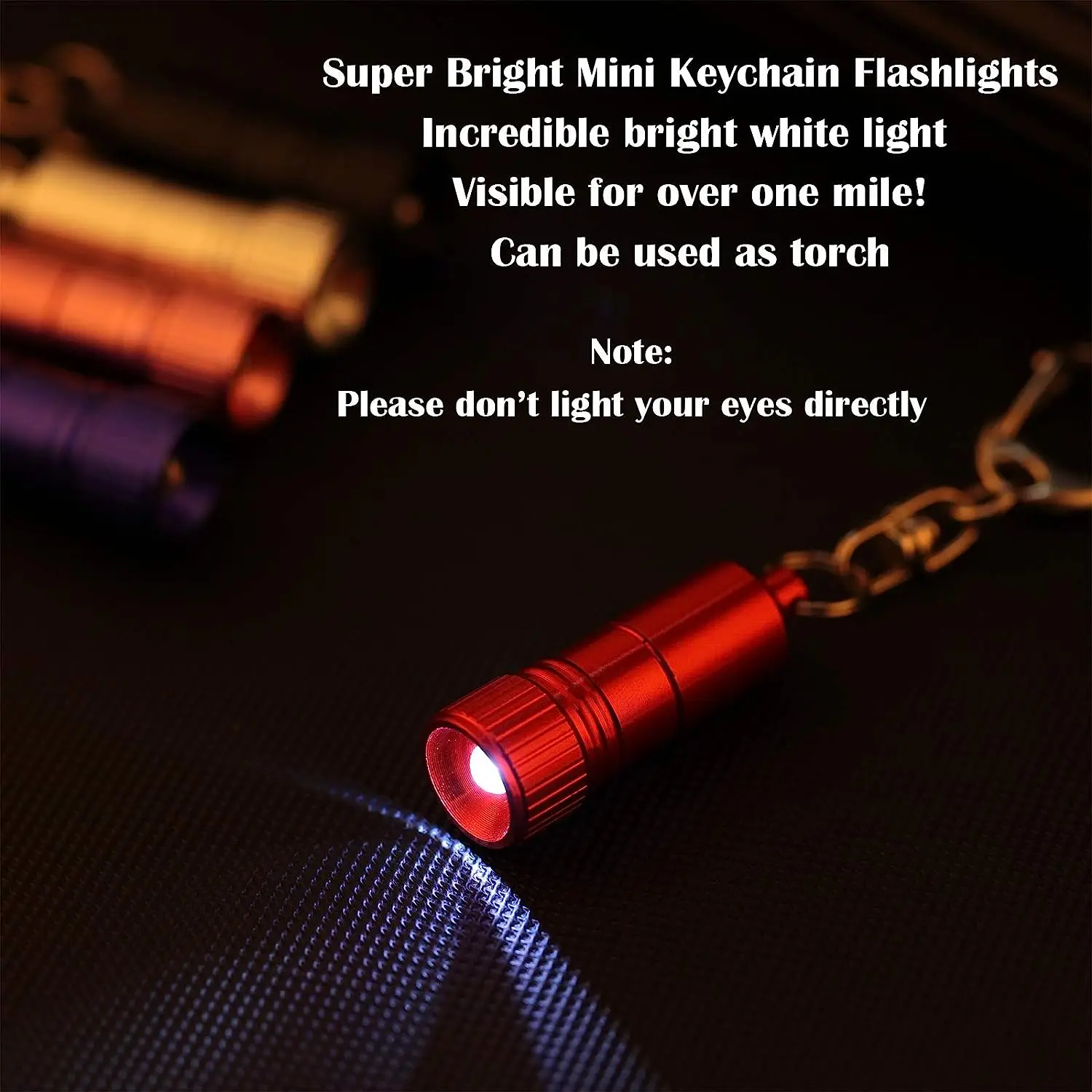 Mini Led Keychain Flashlight Portable Bright Pocket Key Ring Torch with Hook Self-defense Emergency Lamp with Button Battery