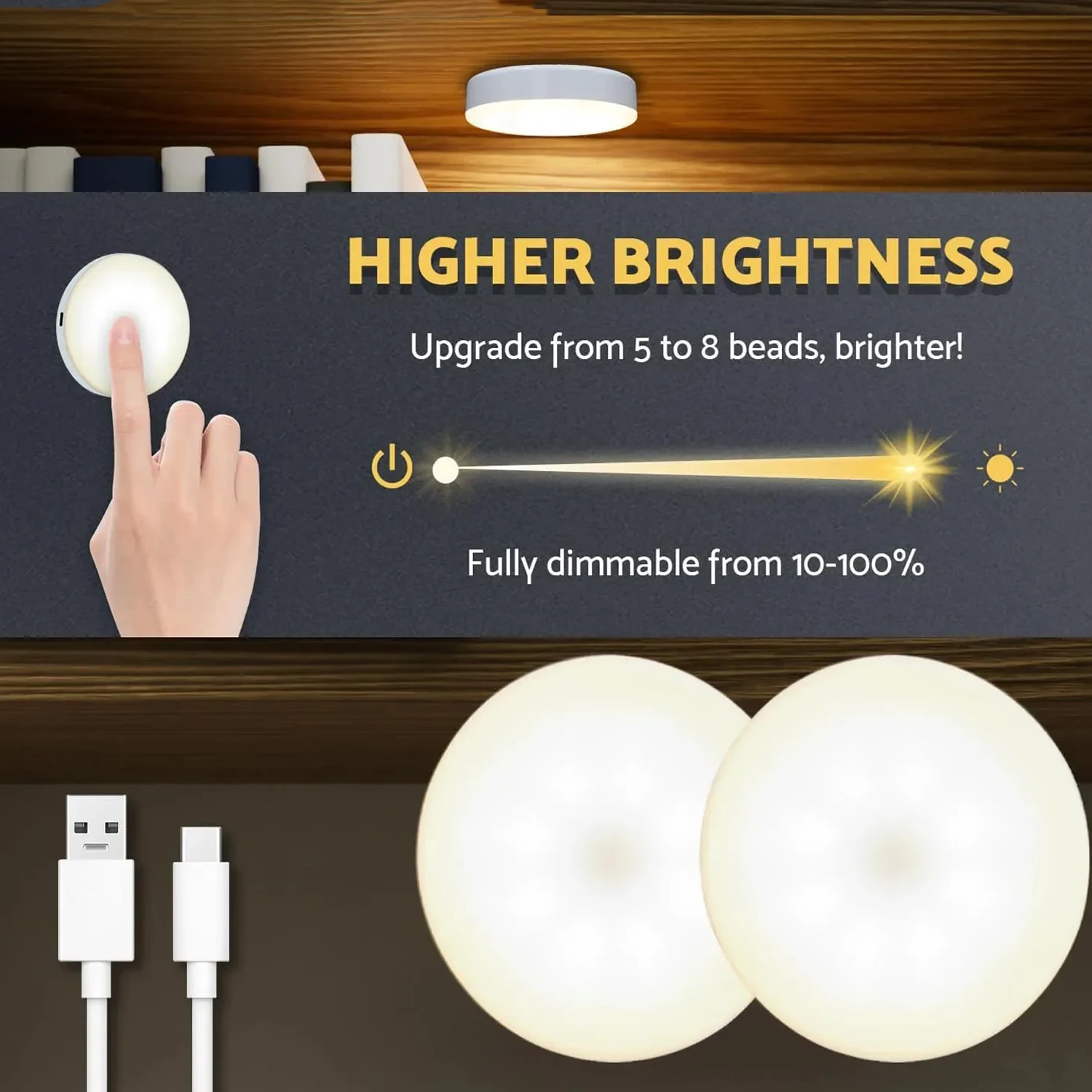 LED Night Light Touch Dimmable 1000mAh Battery USB Rechargeable Night Lamp Magnetic For Bedroom Bedside Table Lighting