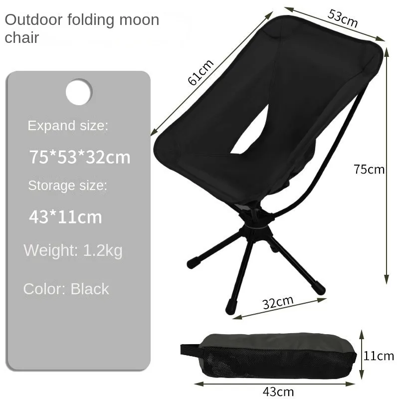 k-star Outdoor folding chair rotating portable ultra light camping and fishing small bench leisure backrest beach chair 2024