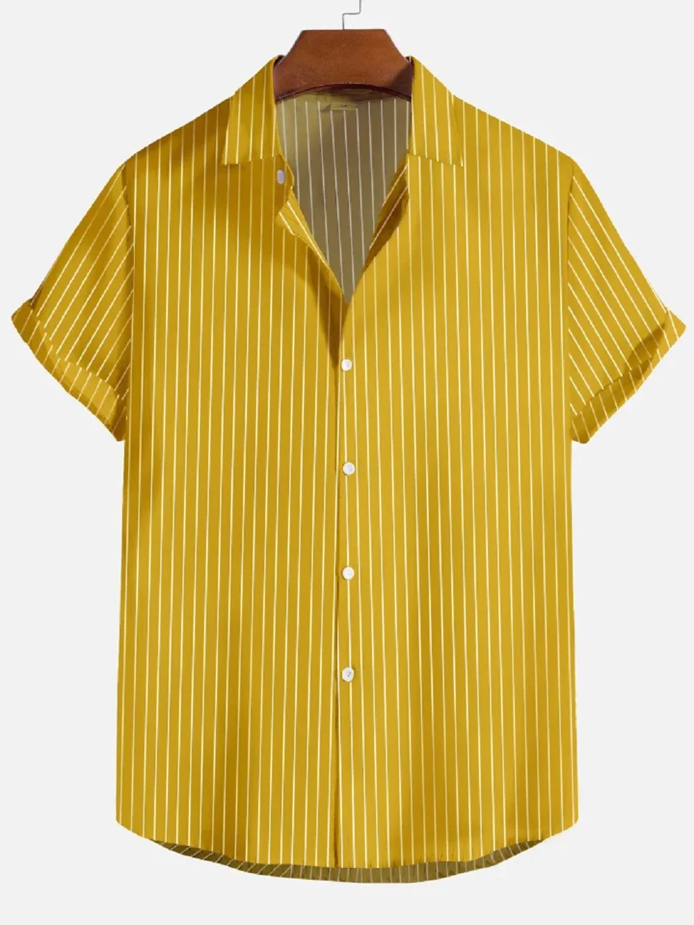 

Hawaiian Mens Fashionable Short Sleeved Shirts Casual Striped Stand Short Sleeved Shirts New Clothing Summer Streetwear