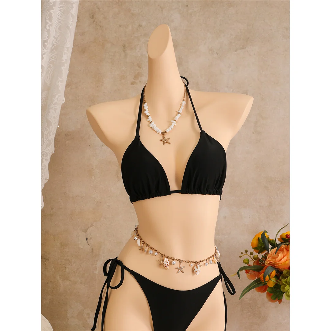 Mit Blumenmuster, Neckholder-Bikini, Damen-Badeanzug, dreiteiliges Bikini-Set, Badebekleidung, Badeanzug, Schwimmbekleidung V8204 – Detail 18