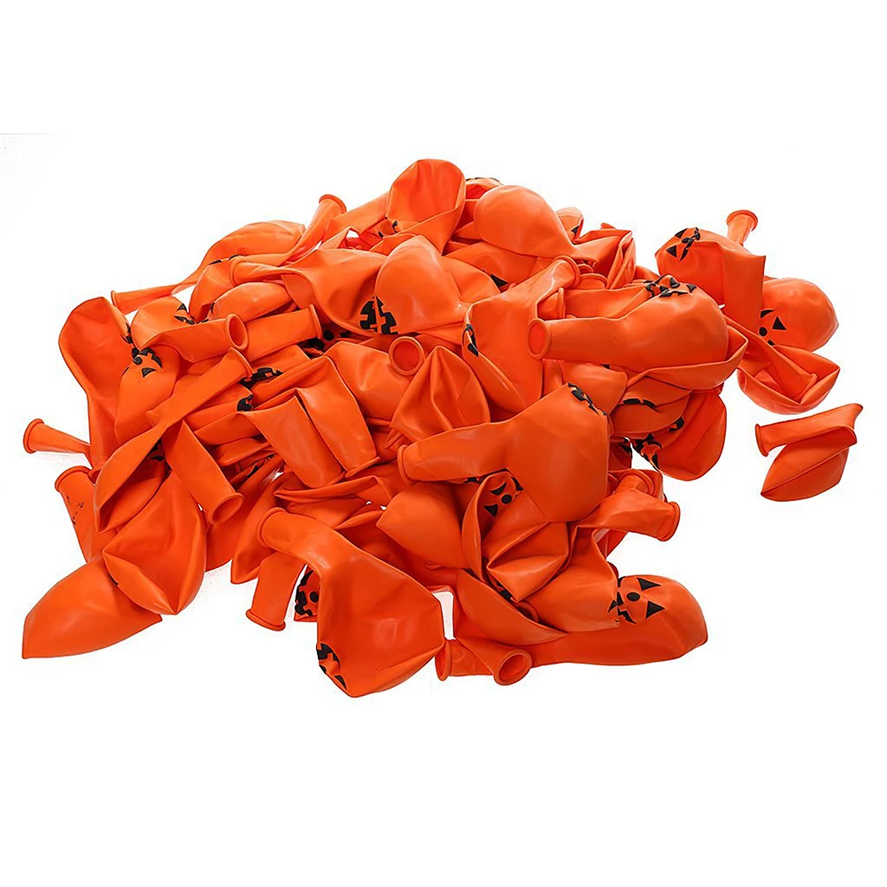 

100Pcs Pumpkin Smiling Face Balloons Halloween Party Decorations Latex Balloons Ideal for Home Holiday Ornament