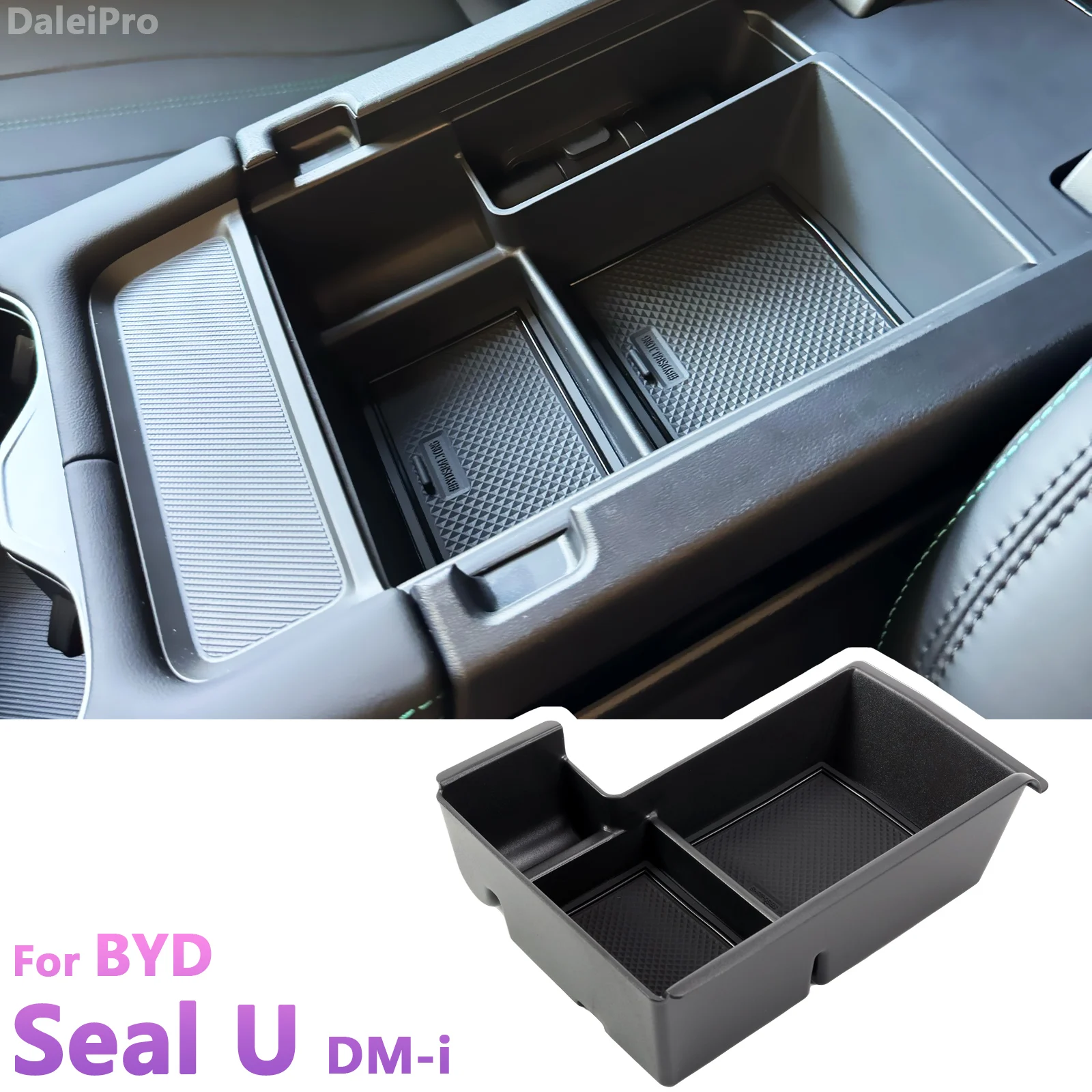 Für BYD Seal U Mi 2025 Mittelkonsole Organizer Fach Armlehne Aufbewahrungsbox Geschichtete Aufbewahrungsbox für Song Plus DMI Zubehör RHD – Detail 1