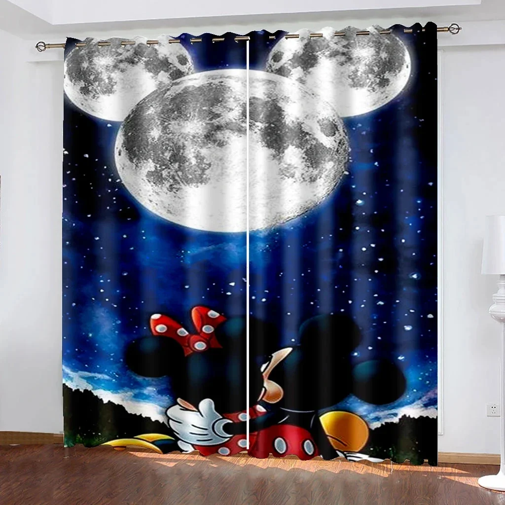 Anime Minnie Mickey Window Curtain Cartoon Shading Blackout Curtains for Living Room Bedroom Decoration Teens Girl Boy Kids Gift