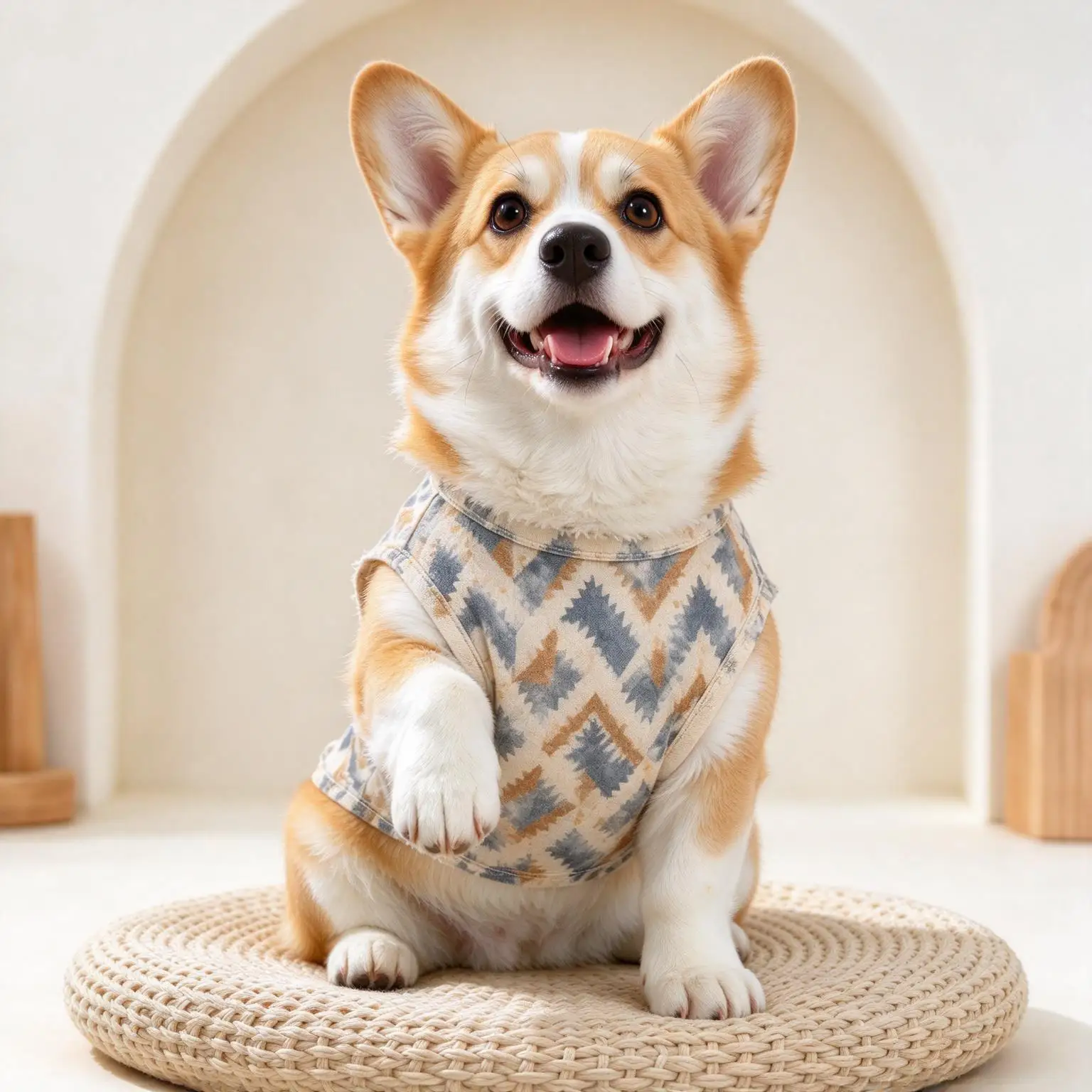 Pet Dog Vest Beige Blue Grey Geometric Wave Print Breathable Sleeveless Shirt for Small Medium Dogs Modern Theme Daily Wear