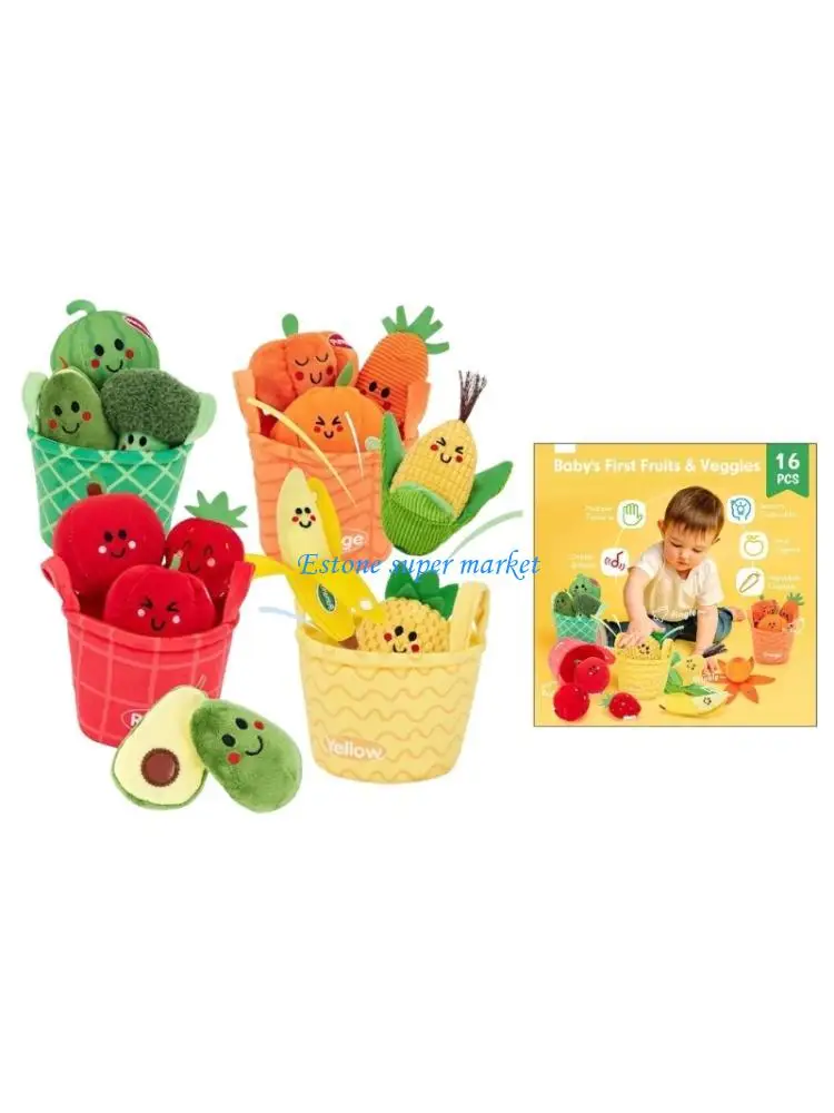 

090B Baby Educational Soft Toy Set Featuring Fruit Vegetable Plush Designs for Color Recognition Sorting Safe Washable