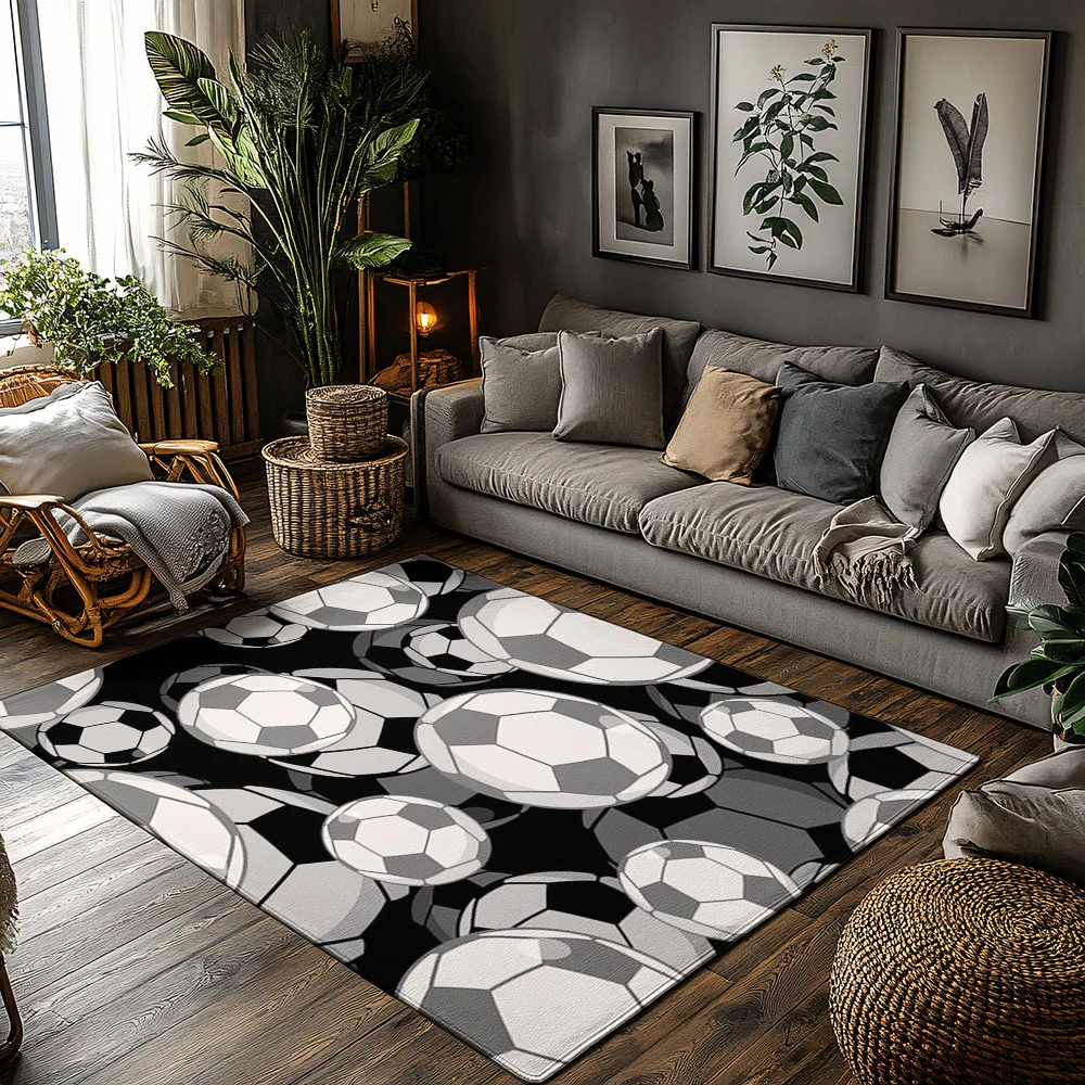 

Tuniu Geometric Gray Black Soccer Ball Rug Mat for Living Room Bedroom Kitchen Floor Decor