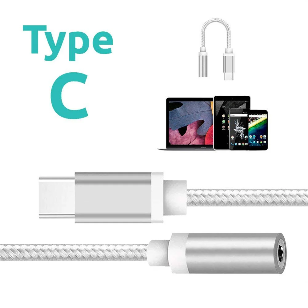 Type C To 3.5mm Jack Earphone Audio Adapter Aux Cable Usb C Male To 3.5 Female Portable Audio Aux Converter Charger Cable