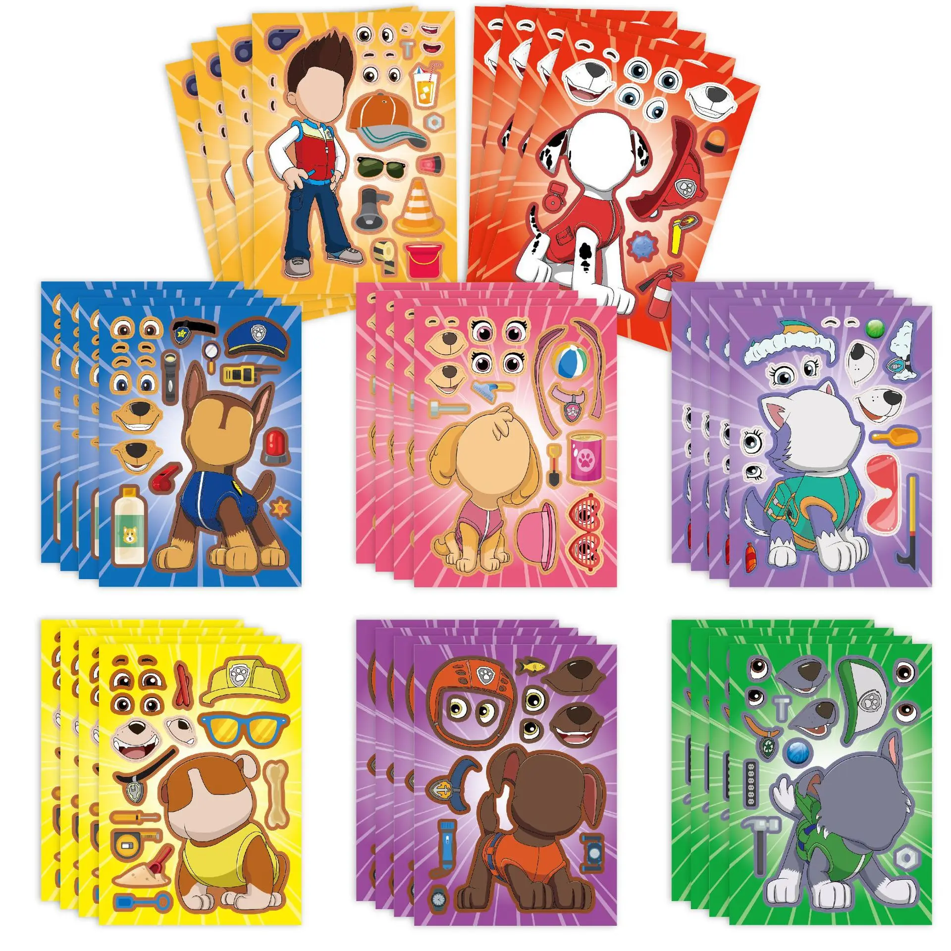 ملصقات باو باترول لتزيين أعياد الميلاد، ألغاز باو باترول ذاتية الصنع، ملصق وجه للأطفال، ألعاب للأولاد، هدايا ذاتية الصنع، مستلزمات الحفلات