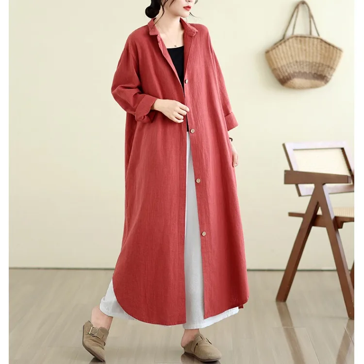Casual Style Long Coat Autumn New Arrival Elegant Large Size Women's Minimalist Drapey Collar Open Cardigan Long Length Jacket