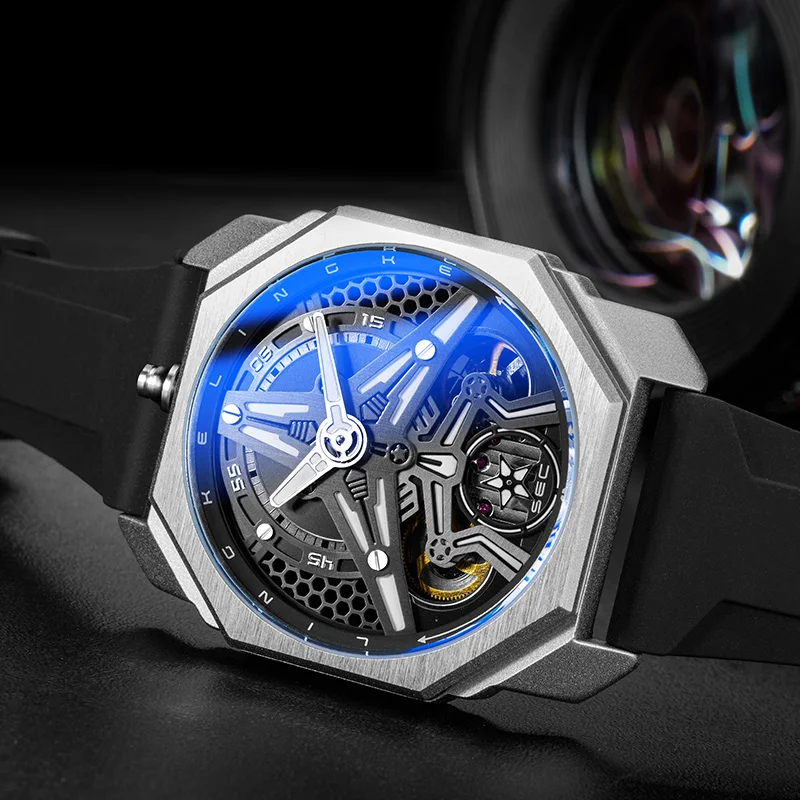 Mens Skeleton Dial Sport Mechanical Watches For Men Luxury Brand Special Designs Watch Waterproof Quartz Wristwatch Montre Homme