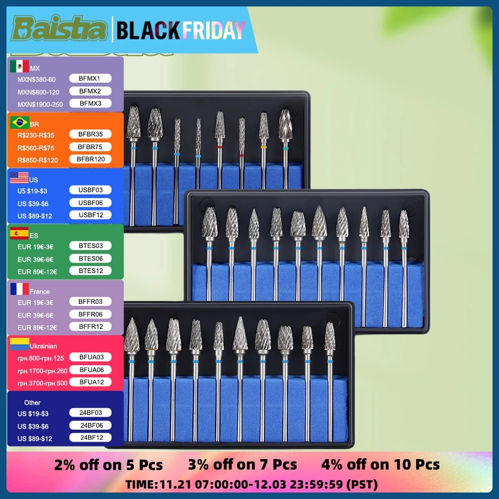 3 Boxes=30Pcs BAISTRA Dental Carbide Drills Kit HP 2.35mm Universal Grinding/Removing/Polishing 135℃ Autoclavable Dentistry Tool