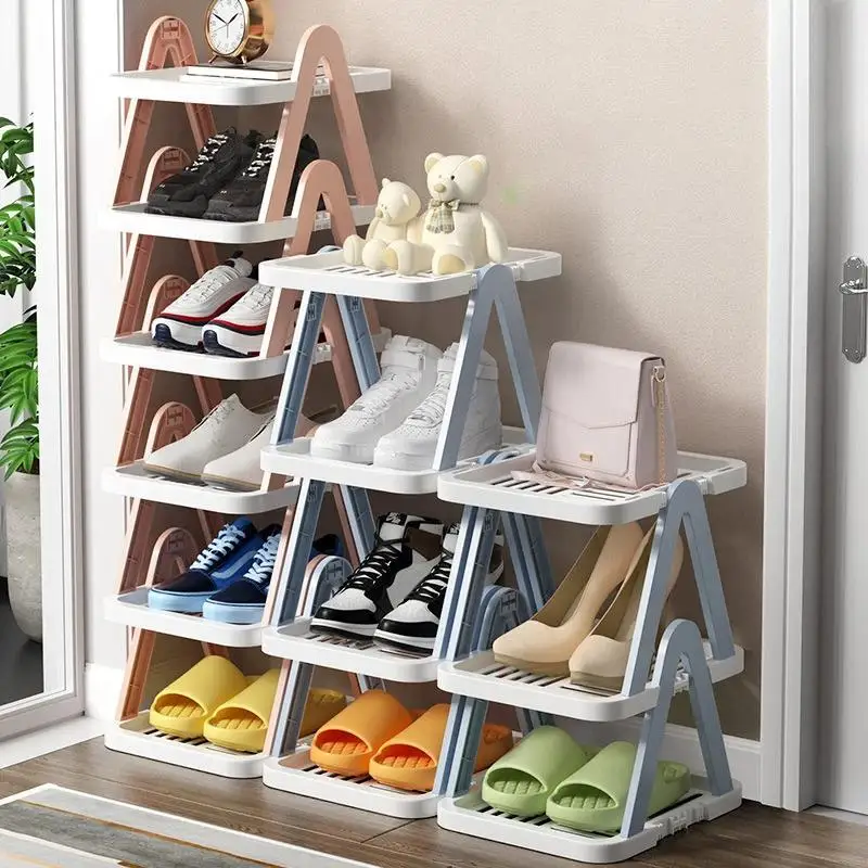 2/3 Layers Stackable Shoe Rack Bedroom Dormitory Shoes Storage Shelf Entrance Space-Saving Shoes Cabinets Household Storage Rack