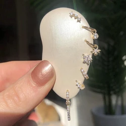 Piercing de Plata de Ley 925 para Mujer y niña, Aretes con hebilla de lóbulo de la oreja, cartílago de circonita blanca, joyería