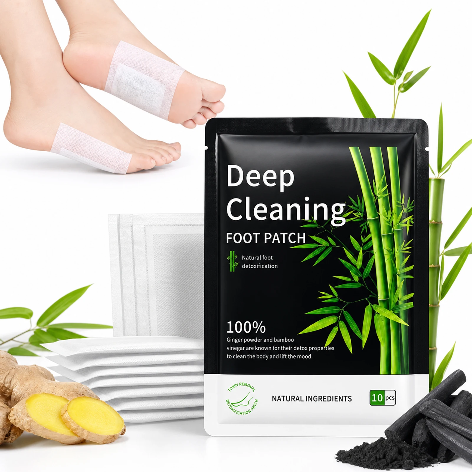Ginger Deep Cleansing Foot Pads, Herbal Foot Patches Relieve Stress Improve Sleep Quality Gentle Daily Foot Care