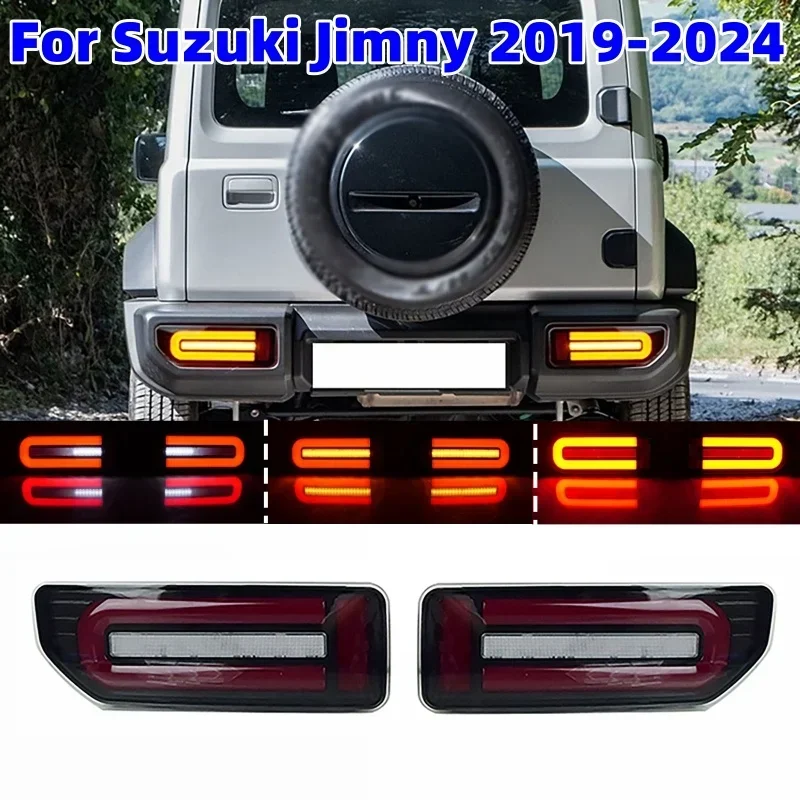 

2Pcs Black Shell Clear Lens Car LED Tail Lights Modified Driving Brake Light Turn Signal Lamp for Suzuki Jimny 2019-2024