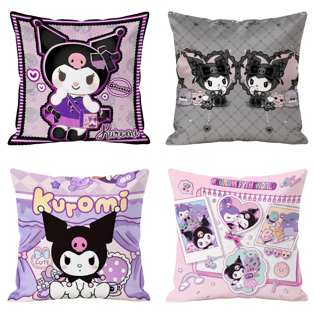 Kuromi Double Sided Print Decorative Sofa Cushions Pillow Covers for Sofa Bedroom Decorative Cushion Home Decor Cool Room Stuff