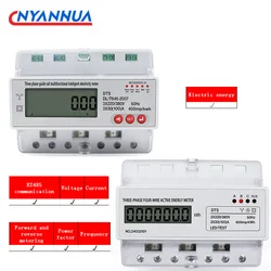 100A 50Hz DIN Rail 1PC Three Phase 4 Wires Digital Electricity Meter Energy Consumption Meter RS485 V A HZ