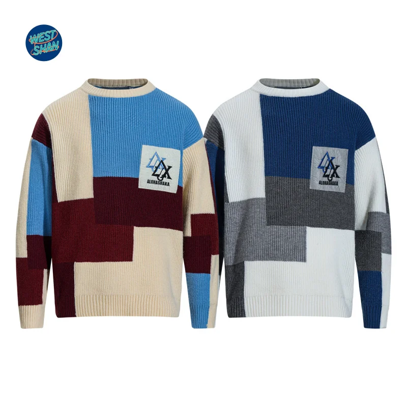 

WESTSHAN премиум-качества, размер ЕС, США, роскошная активная уличная одежда, пуловер с геометрическим узором, мужской и женский свитер