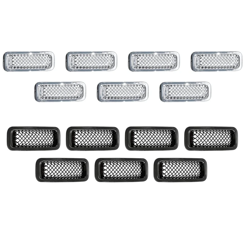 Couvercle Kiev illage de décoration d'insertion de maille de calandre avant, accessoires pour Jeep Fosot, ABS, 2011-2016, 7 pièces