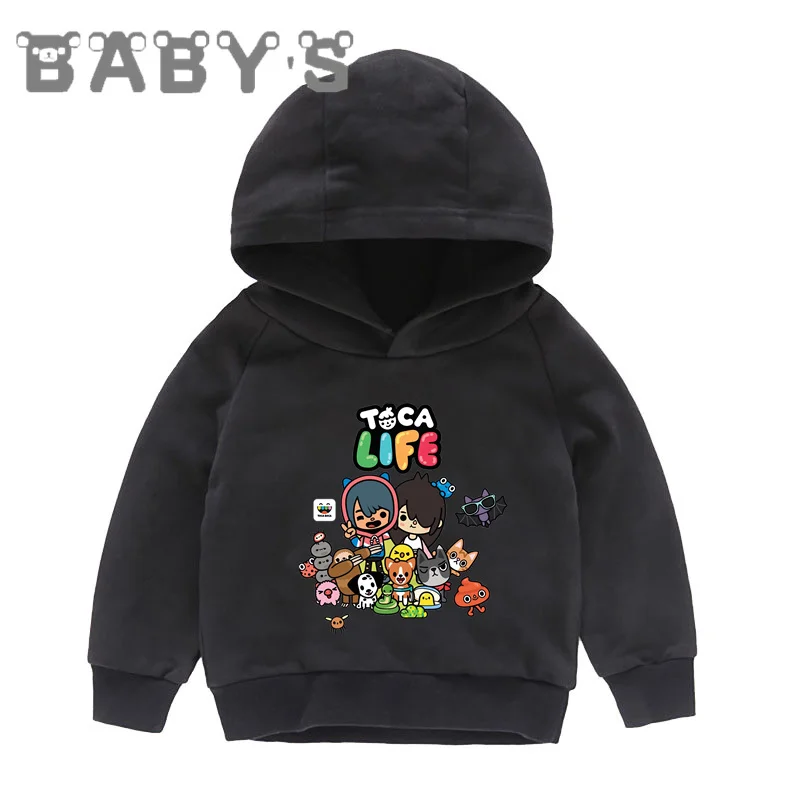 Hot Sale Toca Life World Print Cartoon Kids Hoodies Cute Boys Girls Sweatshirts Autumn Children Clothes Cotton Baby Tops,KMT5853