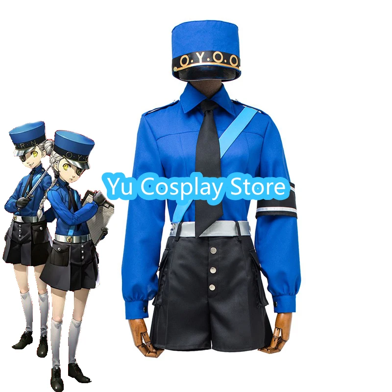 Twin Prison Wardens Persona 5 Caroline and Justine Cosplay Costume Top+Pants+Hat Full set Halloween Carnival Uniform Custom Made