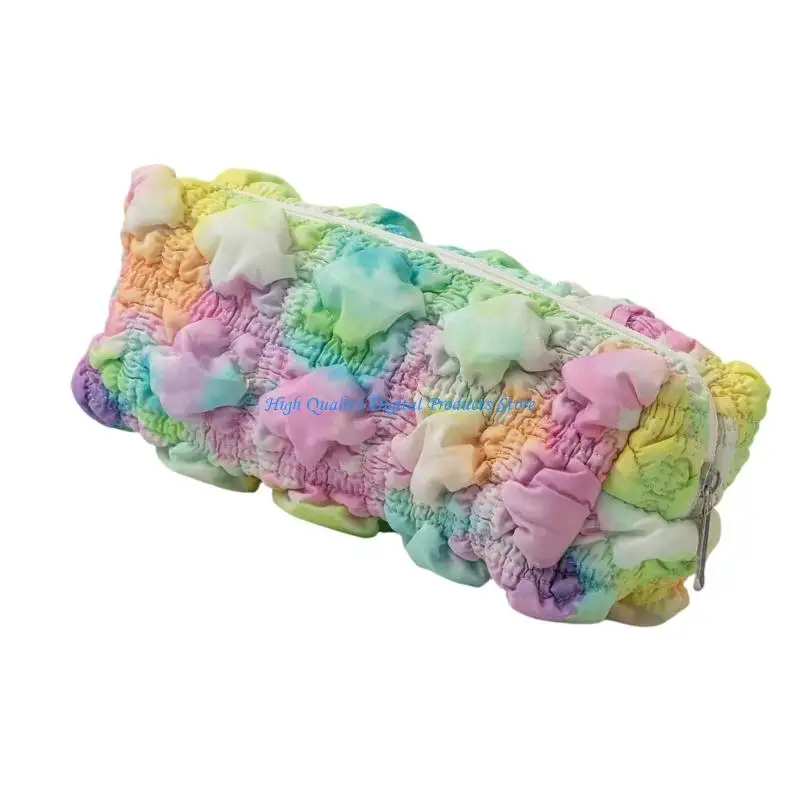 U2JE Bubble Gridded Pencil Bag Rainbow Colored Pencil Case Travel Cosmetic Bag