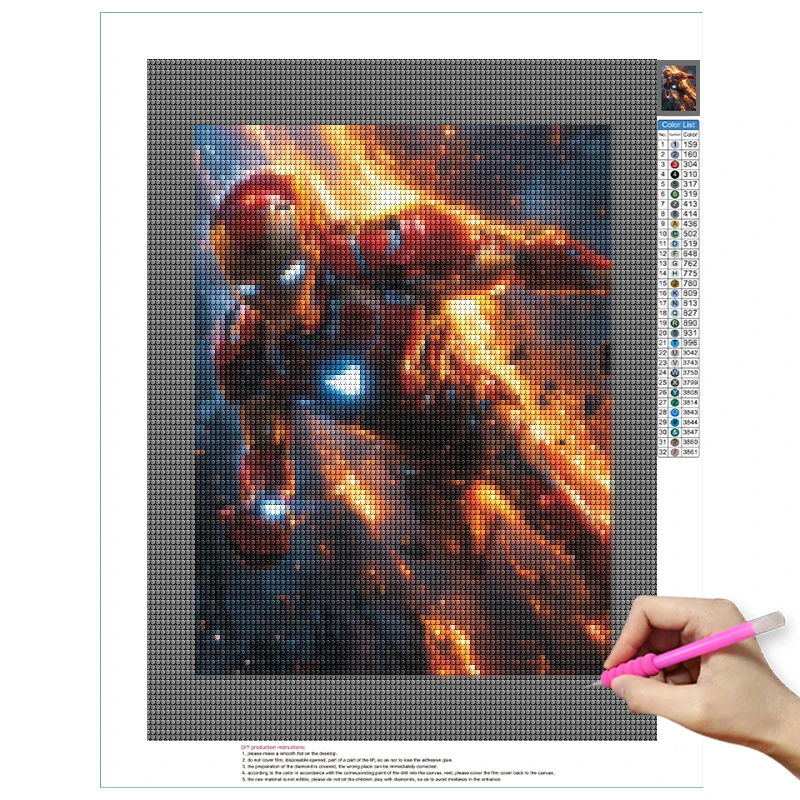 5D fai da te Marvel Diamond Painting Kit Iron Man Handmade Sticker diamante ricamo colore supereroe diamante mosaico decorazione della casa