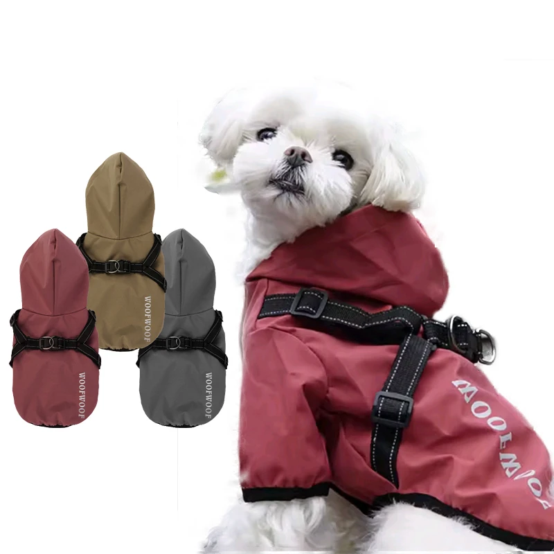 

Teddy Pomeranian Raincoat Pet Outdoor With Reflective Strap Raincoat Small Medium Dogs Hoodie Rain Clothes Accessories