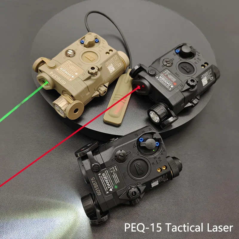 

Tactical PEQ15 IR Fill Light Laser Indicator White LED Light Red Green Dual Laser Version Fit 20mm Rail Outdoor Hunting Aiming