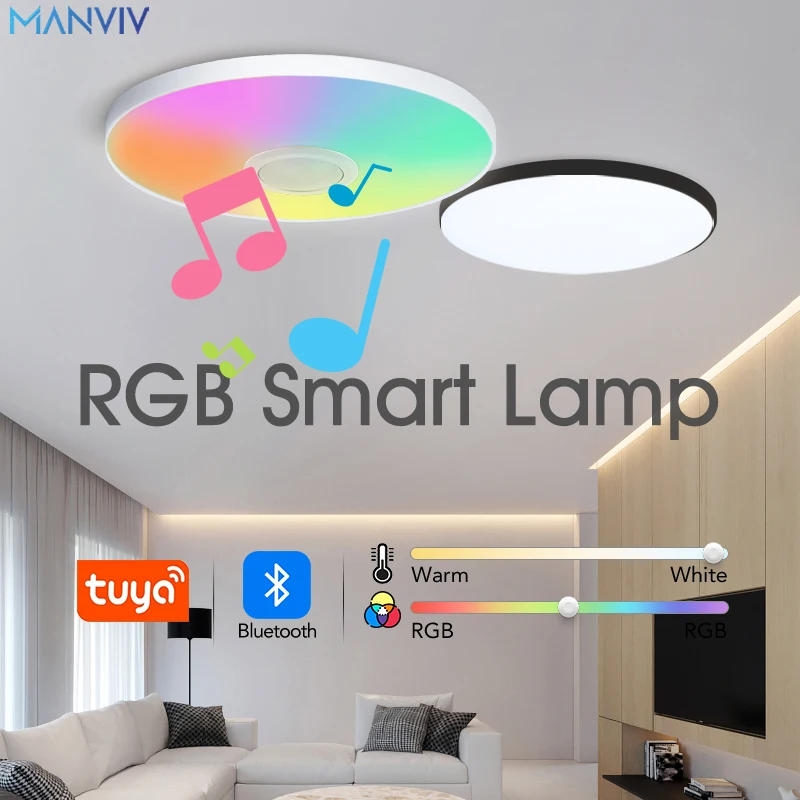 Smart Modern Bluetooth Ceiling Lamps  LED Round Ceiling Light RGBCW Tuya APP Dimmable 220V 30W 36W Smart Home Led Lights living