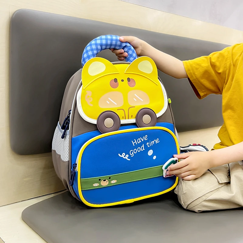 Have Good Time Kindergarten Student Backpack Schoolbag for Girls Boys Waterproof Lightweight Children Daypack Small Car Pattern