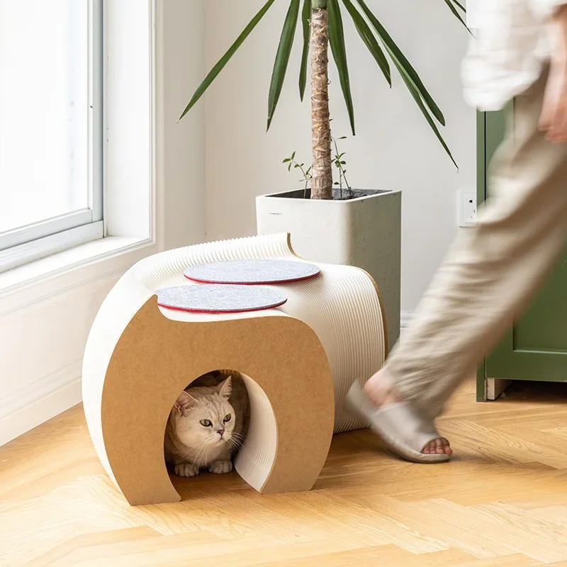 Folding cat tunnel pet toy creative shoe change kraft paper coffee table sofa stool