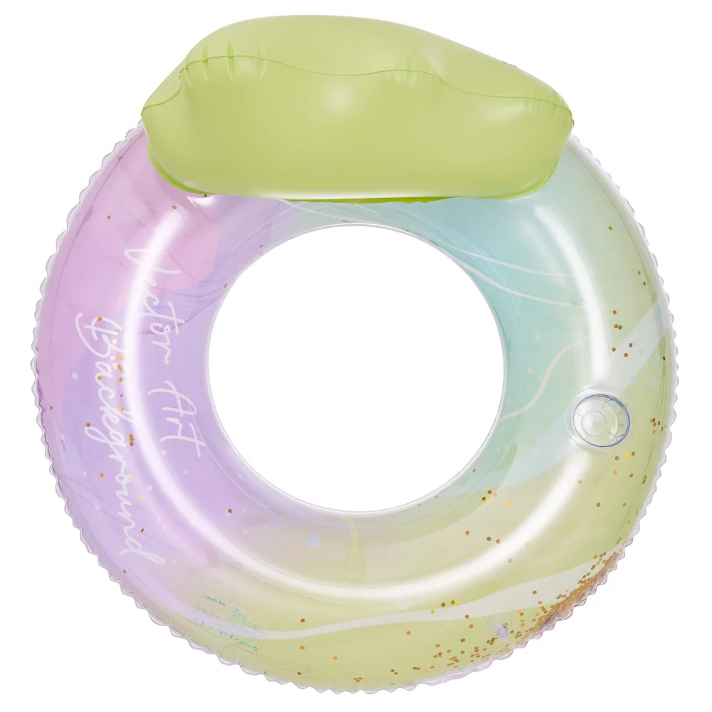 Swimming Water Lounge Chair PVC Inflatable Floating RowU-Shaped Sequins Rainbow Swim Seat