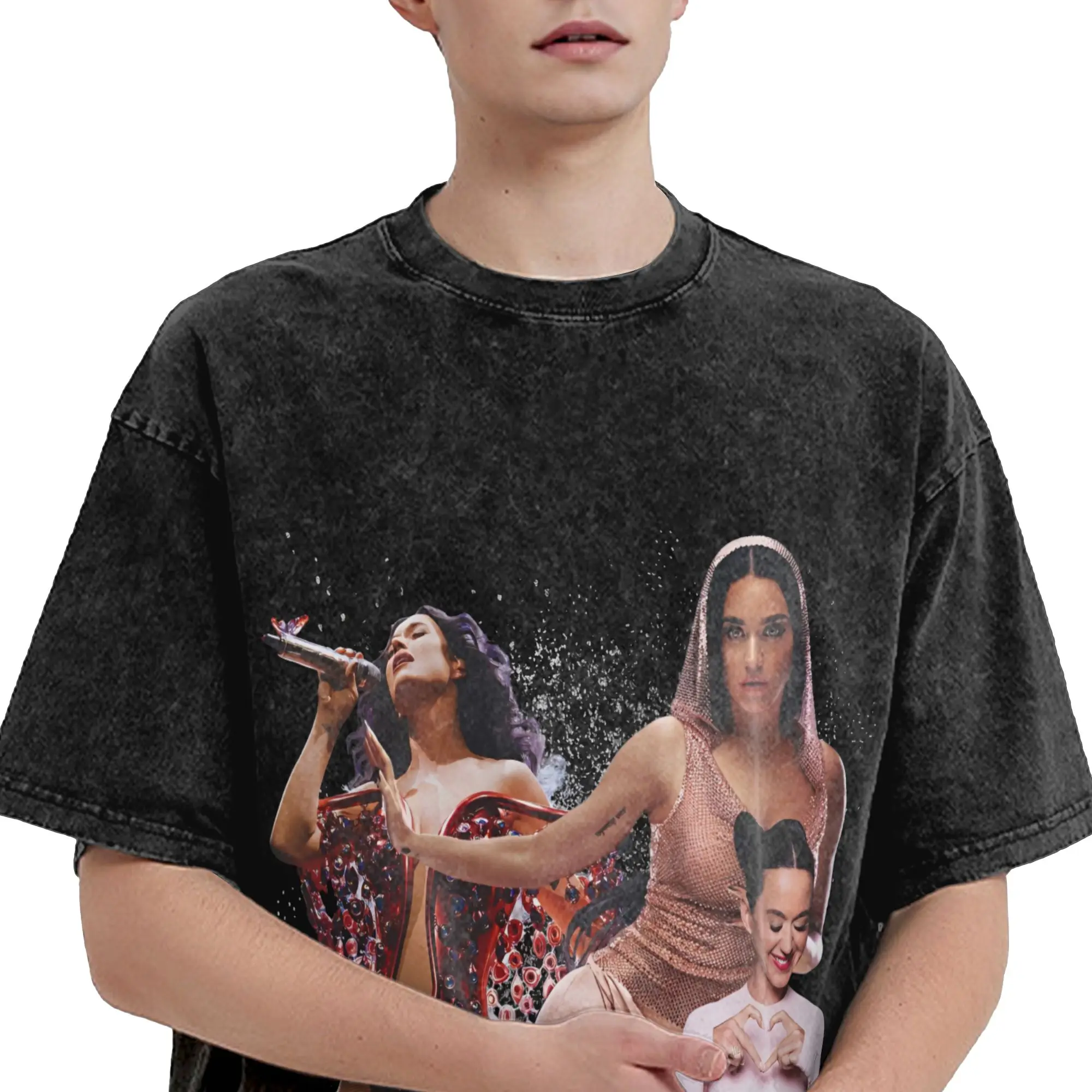 2026 Katys Perrys Tour T Shirt Hip Hop Washed 100% Cotton Harajuku T-Shirt  Fashion for Men Women Streetwear Printed Tee Shirt