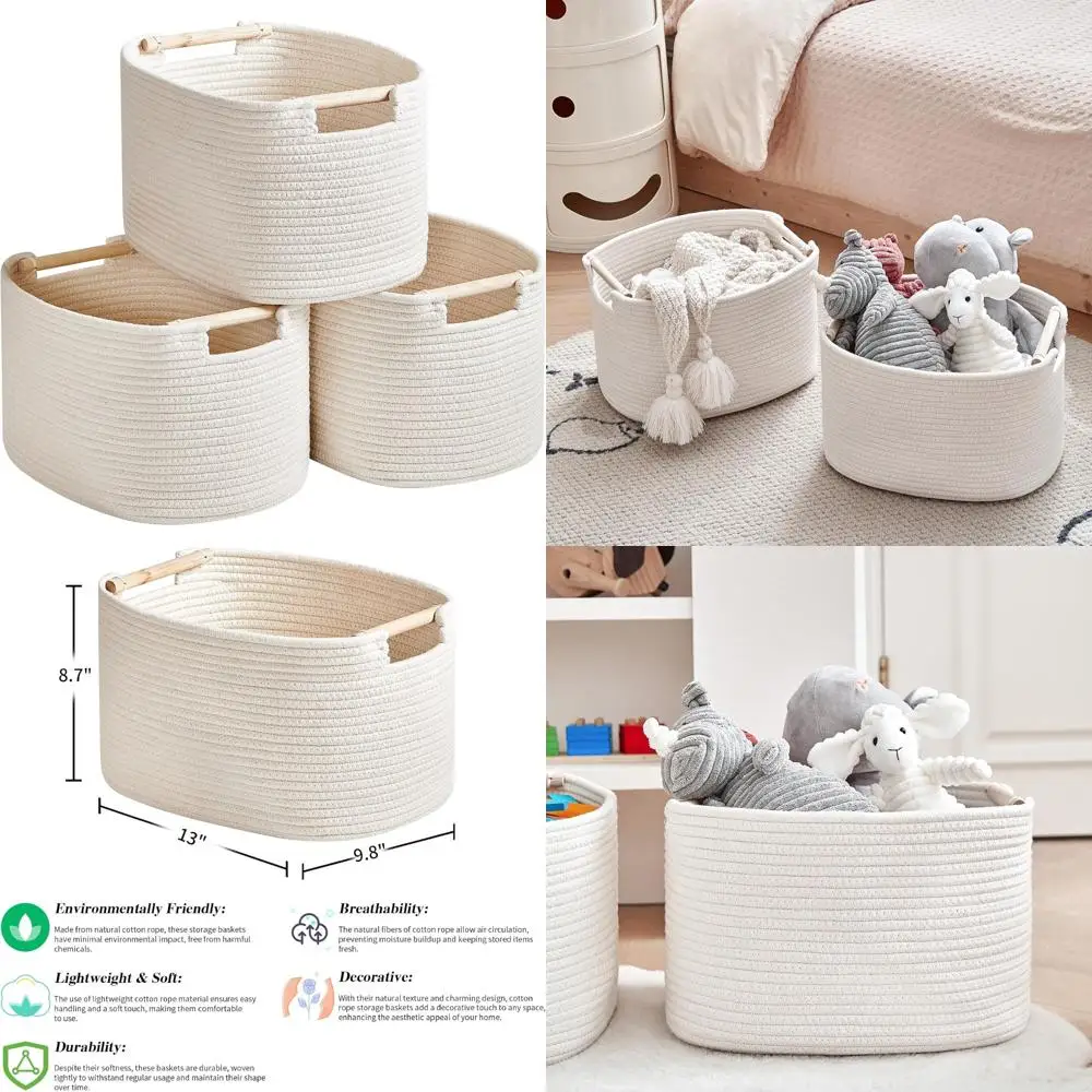 سلال تخزين الخزانة للألعاب وأدوات الأطفال - صناديق تنظيم مقاس 13 × 9.8 × 8.7