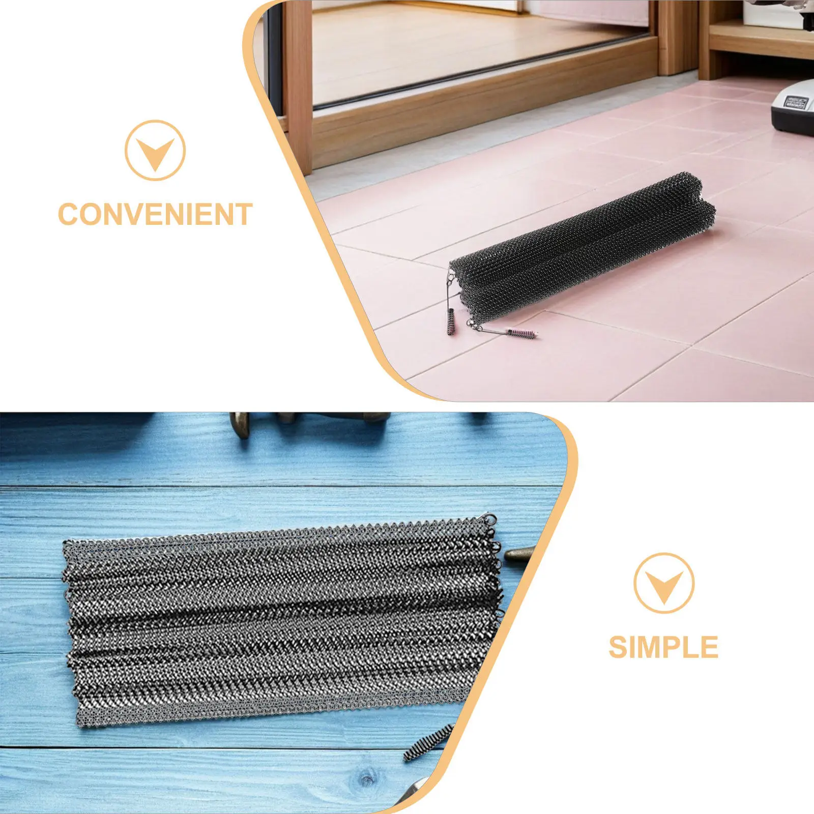 2Pcs Fireplace Screen Mesh Curtain Replacement Spark Guard Chain Decorative Metal Hanging Panels Fire Safety Heat Barrier Wood
