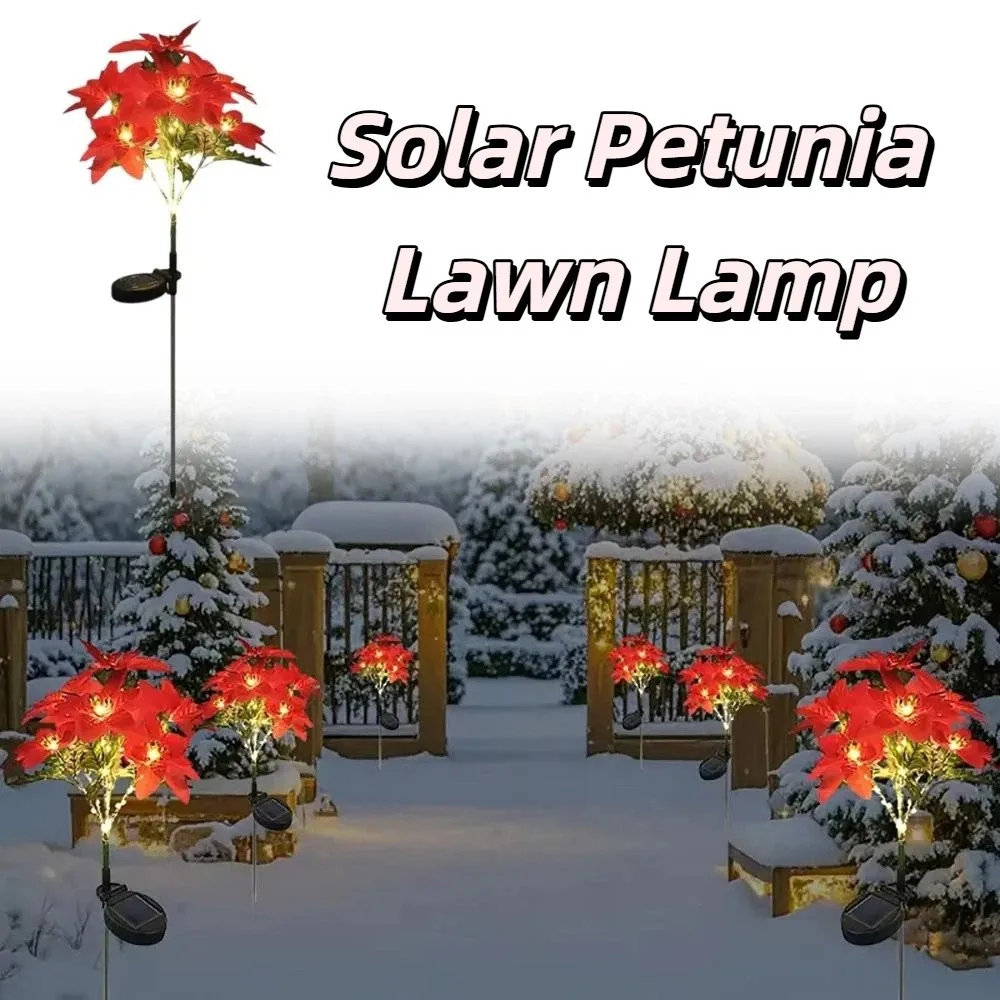 LED LED Solar Christmas Flower Lights Light Solar Poinsettia Light LED Light Solar Powered Solar Christmas Decorations Christmas