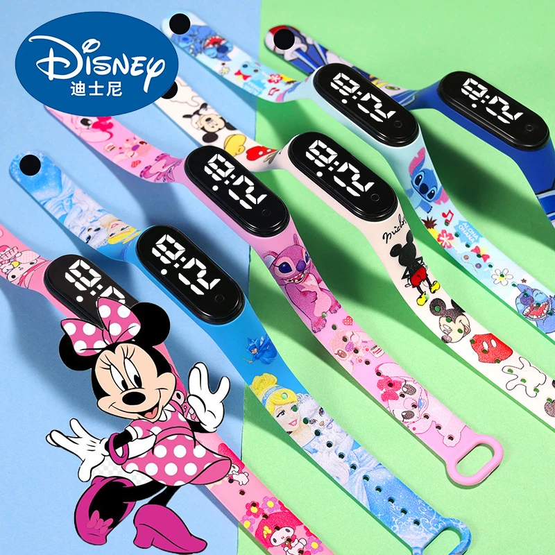 New Anime Mickey Mouse Wristband Watch Kawaii Minnie Mouse Princess Sports Wristband Cartoon Children Watch Gifts