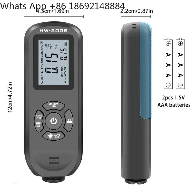 High Precision Thick Bottom Automotive Coating Thickness Gauge Anti-skid Paint Film Dry Film Thickness Meter for HW-300S