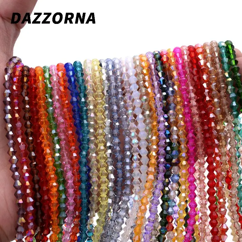 4mm Bicone shape Faceted Crystals Beads Pointed Glass Spacer Loose beads For DIY Bracelet Necklace Jewelry Making Accessories